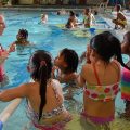 Children participate in a swimming lesson at the Turner Center Pool.