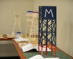 Entries to the water tower competition are displayed at the 2013 Engineering Day Competition held at The Center for Mathematics and Science Education on campus. Photo by Nathan Latil/Ole Miss Communications