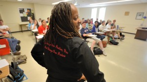 Torina Lewis teaches a mathematics class at the University of Mississippi. UM photo by Kevin Bain.