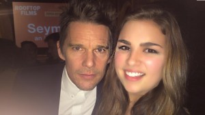 Elizabeth Romary, a sophomore international studies major from Greenville, North Carolina, met actor Ethan Hawke at St. Bart’s Cathedral in New York where Hawke’s documentary “Seymour: An Introduction” was screened. Romary, who was in New York with her Honors College class, attended the event on her own time.  