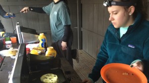 Trip leader Alex Garner cooked banana and chocolate chip pancakes at the campsite. And they were delicious.