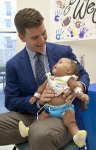 Eli Manning makes a visit last April to Blair E. Batson Children’s Hospital in Jackson, Mississippi for an event in conjunction with the BankPlus Friends of Children’s Hospital Checkcard donation of $627,195.