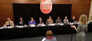 Faculty, staff, students and alumni discussed the attributes they want in Ole Miss’ next Chancellor with the IHL Board Search Committee during the listening sessions Thursday. Photo by Robert Jordan/Ole Miss Communications