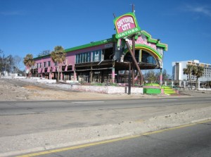  A souvenir shop along the beach in Biloxi is left barely standing after Hurricane Katrina, which happened on Aug. 29, 2005, a few months before . Photo by Michael Newsom