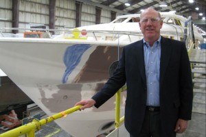 John Ward, HatterasCABO CEO, boards a company yacht.