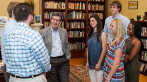 Croft Institute Executive Director Kees Gispen, third from left, visits with Croft students, from left, James DeMarshall of Mantua, New Jersey; Miller Richmond of Madison; Katherine Levingston of Clarksdale; Henry Stonnington of Perkinston; Erica McGraw of Franklin, Tennessee; and Amber Malone of Madison. The Joseph C. Bancroft Charitable and Educational Fund has made a new $5 million commitment to the institute. Photo by Bill Dabney
