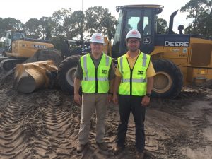Tyler Markle (left) and Reed Zeiher (right) on a job site for Whiting Turner.