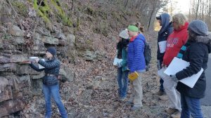 Jenifer Gifford (left) takes a field trip with her Geological Engineering students.