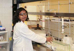 Vedanjali Gogineni works on her research in a UM School of Pharmacy laboratory. Submitted photo