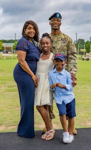 Lt. Col. Sheldon Morris and his wife, Chelsea, and their children, Lauren and Dylan. 
