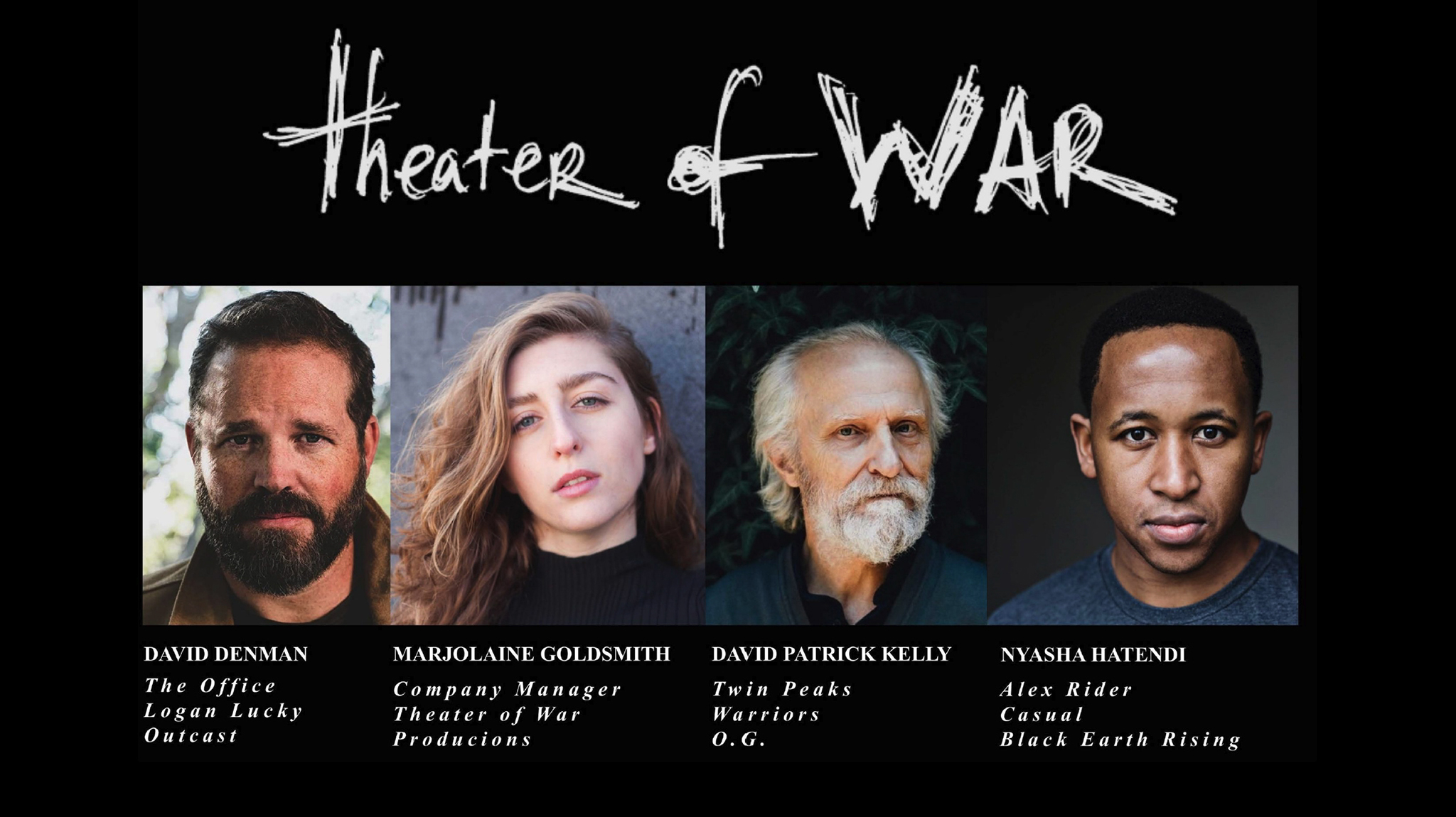 This year’s Theater of War production features a staged reading of Sophocles’ ‘Philoctetes’ with professional actors (from left) David Denman, Marjolaine Goldsmith, David Patrick Kelly and Nyasha Hatendi. The UM Department of Classics and Office of Veteran and Military Services have teamed to host a screening of the performance and discussion featuring local veterans Thursday (Nov. 11) evening at the Oxford Conference Center. 