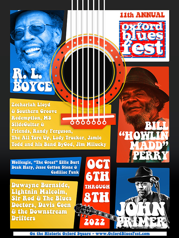 The 11th Oxford Blues Festival, set for Oct. 6-8, features two Grammy-nominated artists and four Ole Miss faculty members, as well as several other regional and national artists.