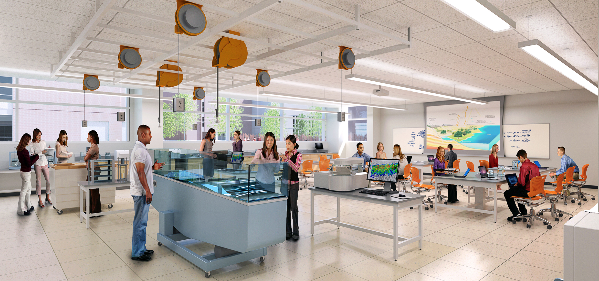 Among the many features of the Duff Center is an environmental engineering teaching lab that will provide a major resource for civil engineering students and anyone conducting experiments with water and environmental pollutants.