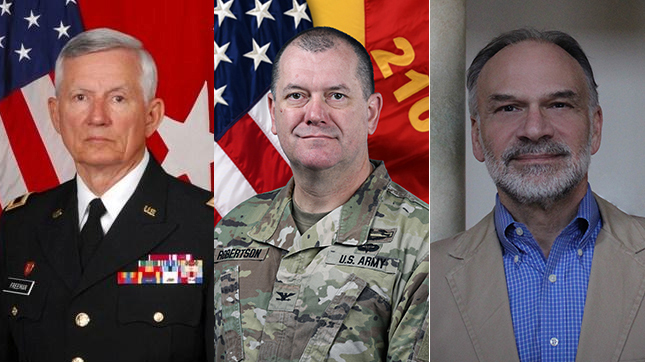The first Lott and ROTC Leadership Seminar at the University of Mississippi will feature (from left) Maj. Gen. William Freeman Jr., Col. Andrew Robertson and Carl Biersack, who will discuss leadership as it applies to military and civilian careers on Thursday (Nov. 3) in the Jackson Avenue Center. Submitted photos