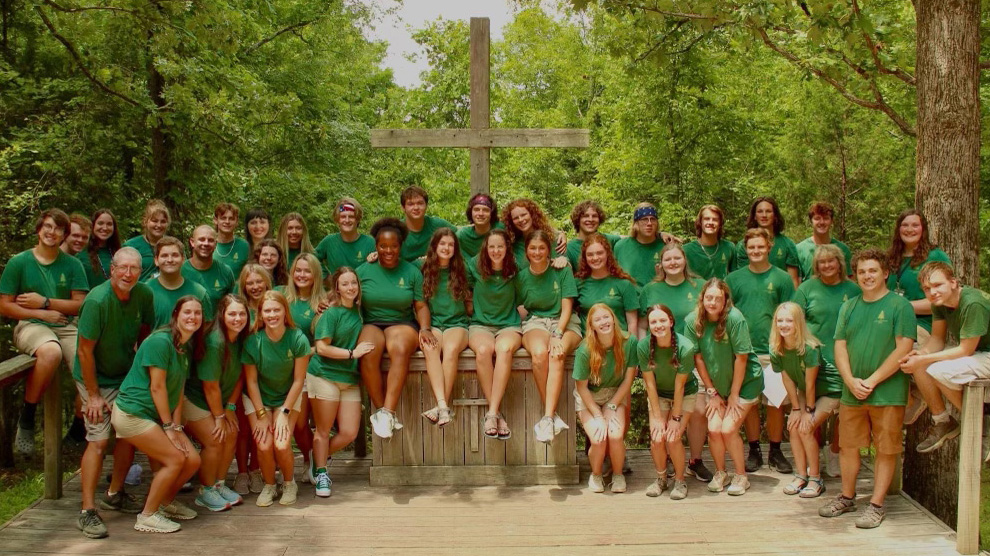 Working for Camp Lake Stephens in the summer ‘recentered’ Janelle Minor (front row, fifth from left) after the death of her father. Submitted photo