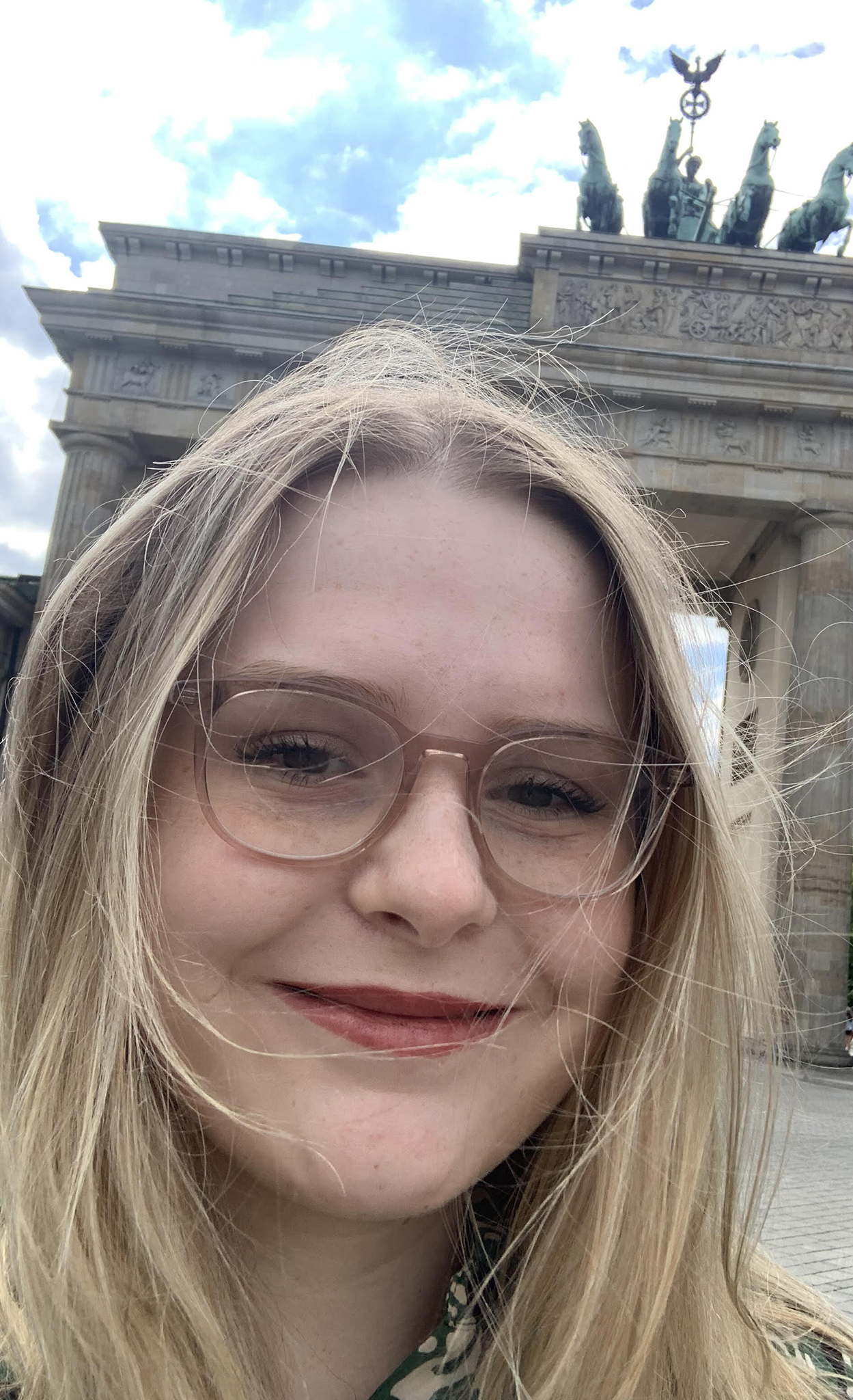 Savannah Whittemore visits the Brandenberg Gate in Berlin while interning in Germany with the German American Exchange program. Submitted photo