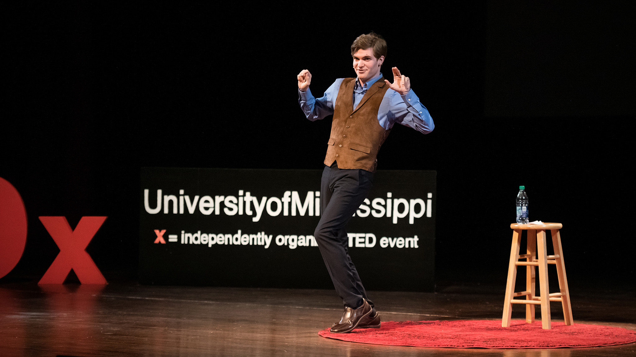 UM student Jakob Anseman shares his experiences of living with Asperger’s syndrome and discusses the social and economic challenges faced by people with autism at a previous TEDxUniversityofMississippi event. This year’s forum is set for Feb. 23 in the Gertrude C. Ford Center for the Performing Arts. Photo by Photo by Megan Wolfe/Ole Miss Digital Imaging Services
