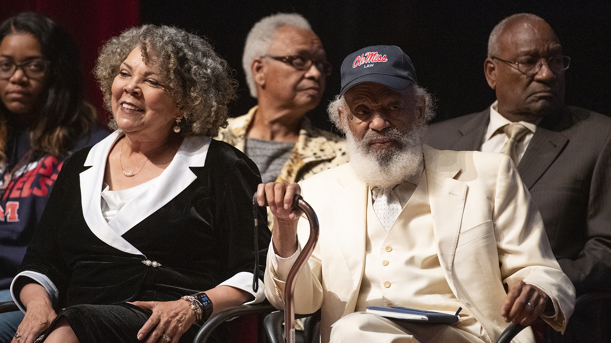 Judy (left) and James Meredith watch the proceedings of the ‘The Mission Continues: Building Upon the Legacy’ keynote event during the university’s celebration of 60 years of integration. Judy Meredith will give this year’s Black History Month keynote address and present her documentary, ‘Who is James Meredith?’ on Feb. 16. Photo by Thomas Graning/Ole Miss Digital Imaging Services