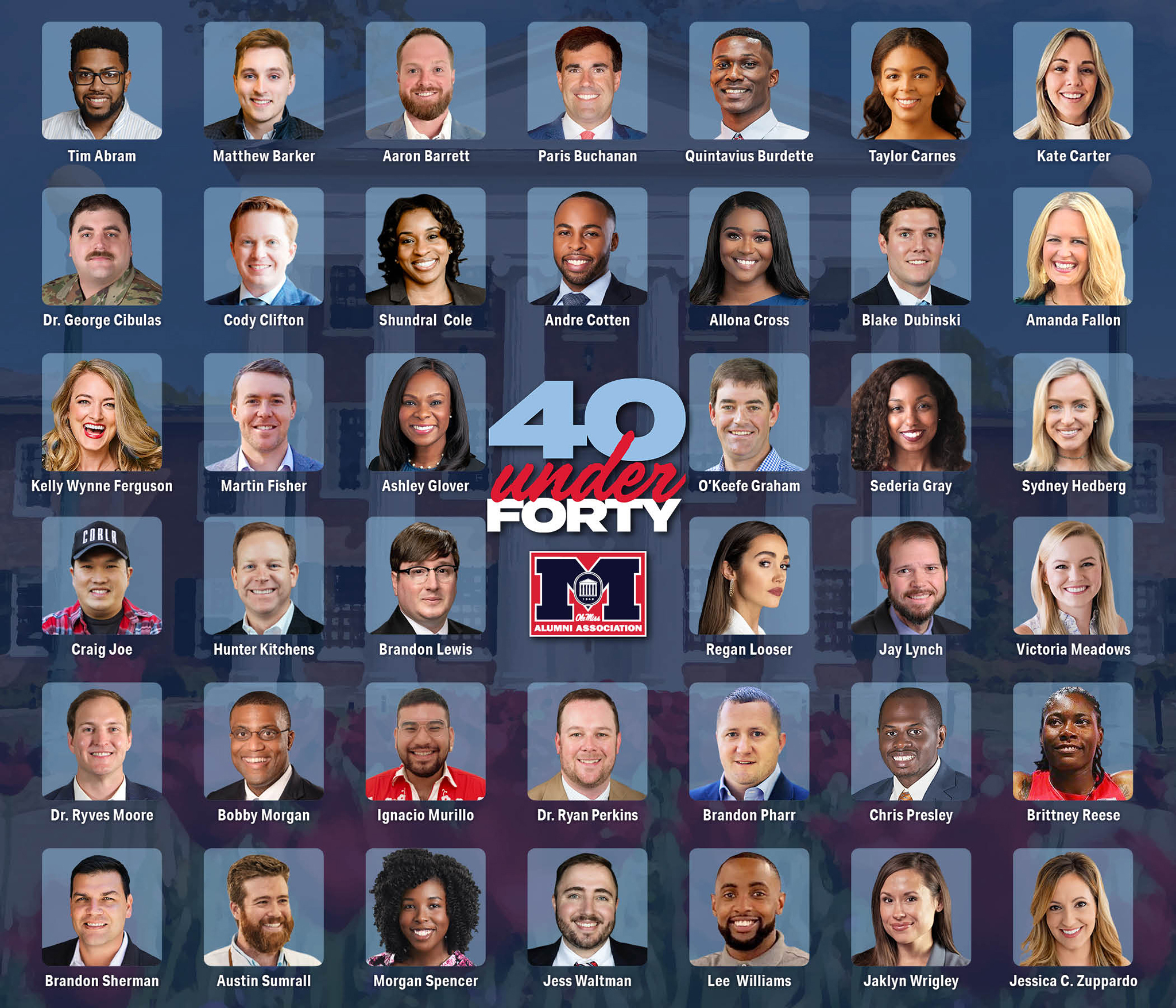 The Ole Miss Alumni Association has named its 40 Under 40 recipients for 2023. The honorees are a diverse group pursuing careers in design, technology, health care, athletics and even reality television.