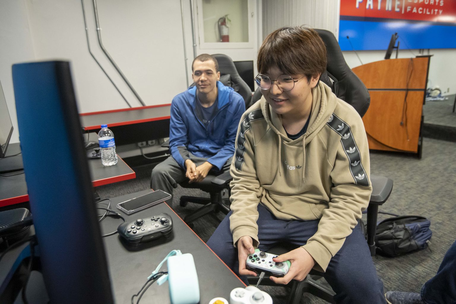 Students play video games in the newly redesigned E-sports center at Yerby Conference Center. Additionally few students participated in a Smash Bros tournament against Loyola University New Orleans. Photo by Srijita Chattopadhyay/ Ole Miss Digital Imaging Services