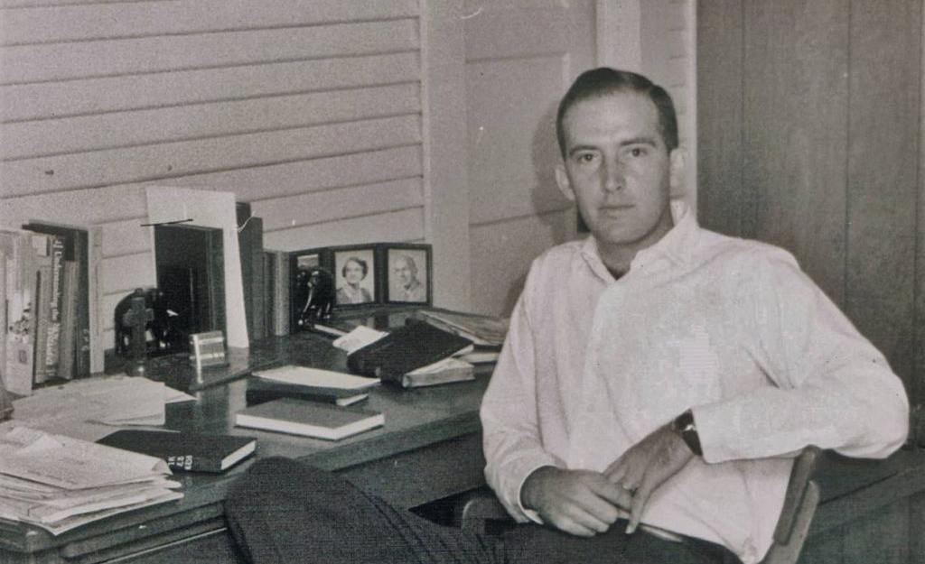 Presbyterian minister Cliff McKay reads in his study at the family home in Oxford in 1959. McKay the University of Mississippi as a chaplain from 1959 to 1964, and returned decades later to finish his master’s degree in philosophy in 2020. Submitted photo