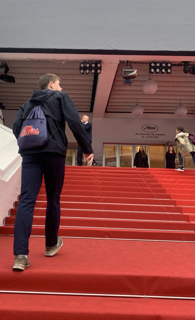 Cooper Carrico, an international studies and Arabic major, walks the red carpet at Cannes. Submitted photo