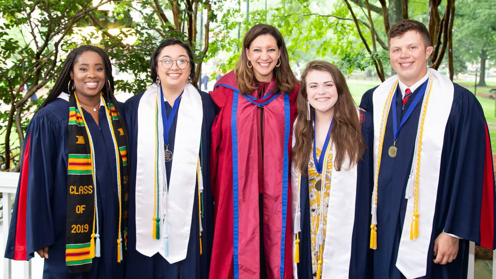 Vivian Ibrahim (center), and some of her students, (from left) Jordan Malone, Cynthia Bauer, Lauren Burns, and Wesley Gerard. Submitted photo
