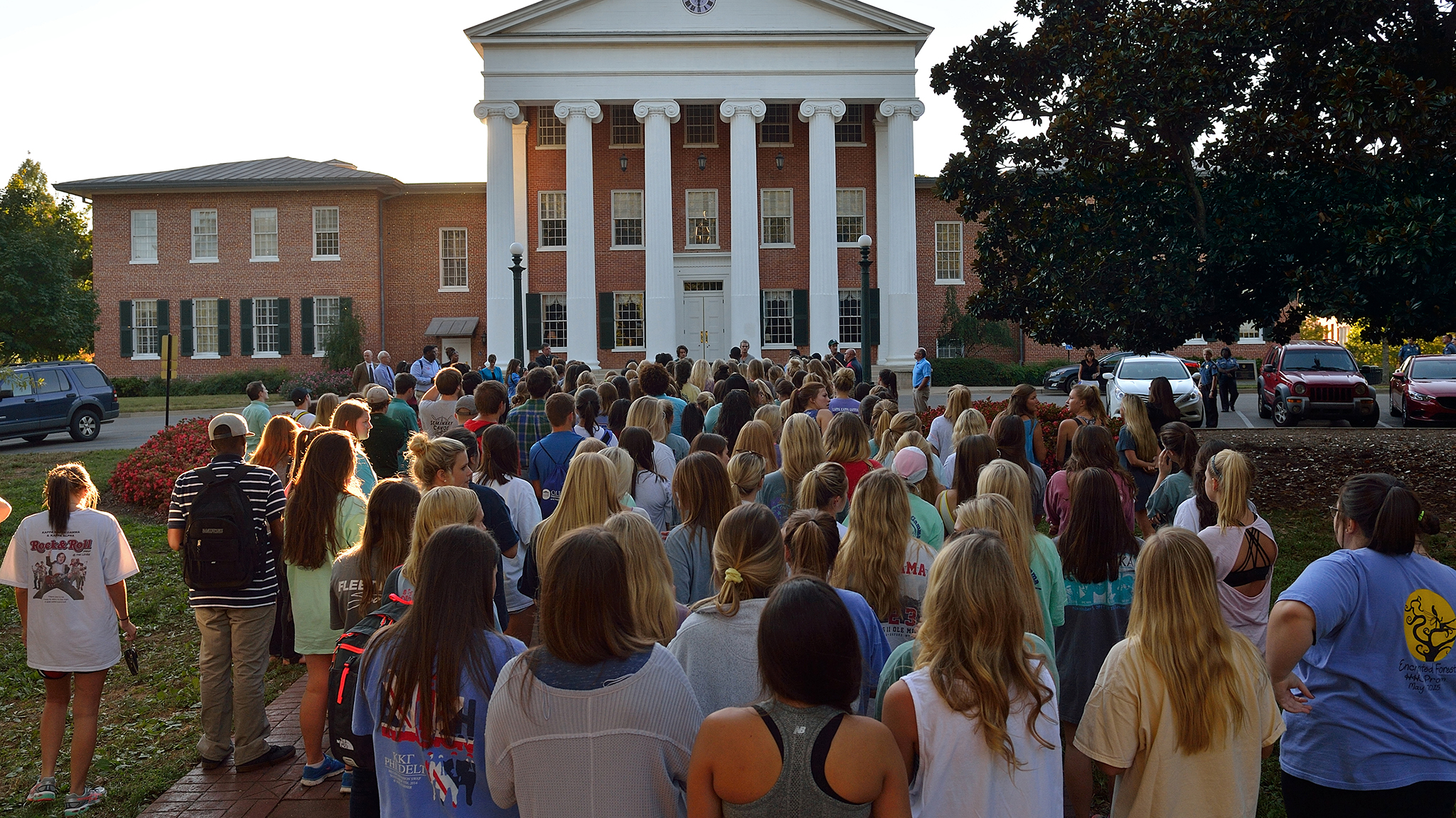 students gather for a candlelight vigil after one of the many active shooter situations in public places in the United States in the last 10 years. UM professor Ana Velitchkova will spend the next semester at the University of Notre Dame studying the sociological patterns of mass shooters, active shooters and extremist groups. Photo by Thomas Graning/Ole Miss Digital Imaging Services