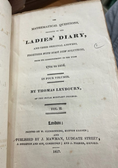 ‘The Ladies’ Diary,’ a book in the original collection, is believed to be one of the first English language publications devoted to women. Photo with permission of J.D. Williams Library